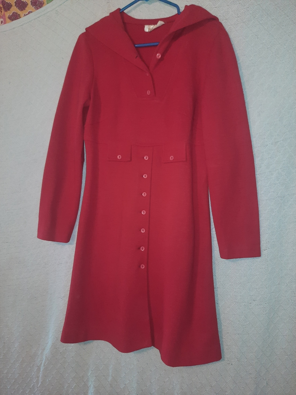 60s/70s Vintage Courtelle Neospun Jersey Hooded Dress